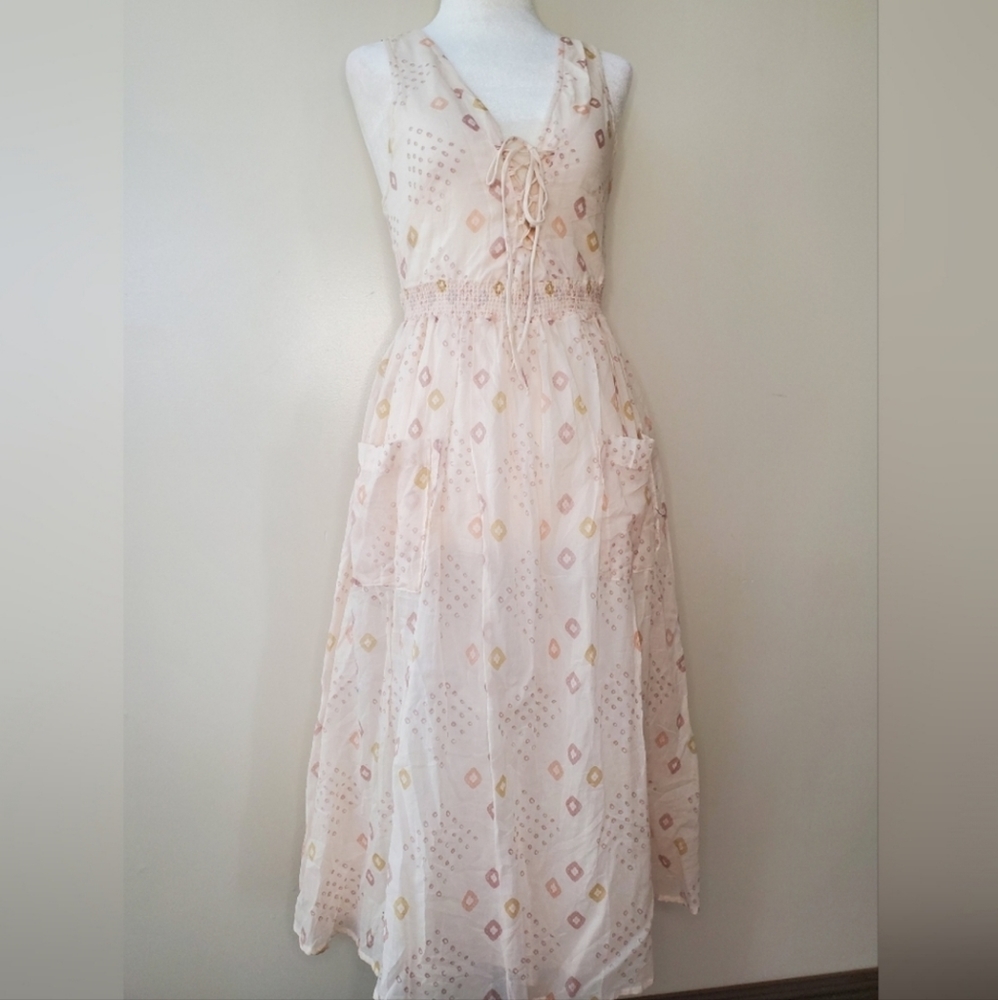 Free People Batiste Pocketful of Wildflowers Ivory Combo Midi Dress - Picture 2 of 16